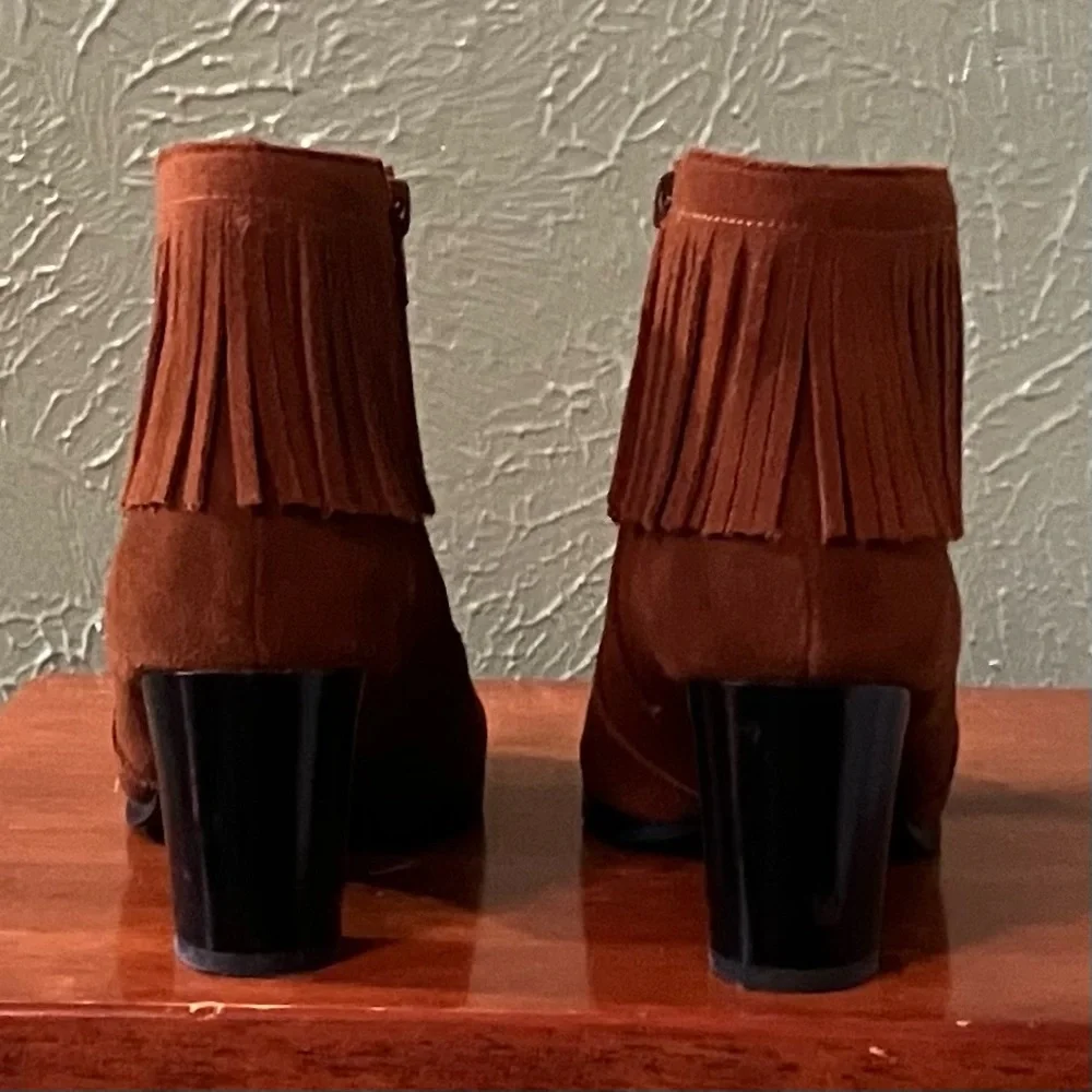 David Tate Rust/Brown Fringe Ankle Boots - Picture 2 of 9